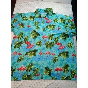 Rima Hawaiian Shirt Flamingo Cruise Wear Pattern Tropic Tropical Floral Sz XL